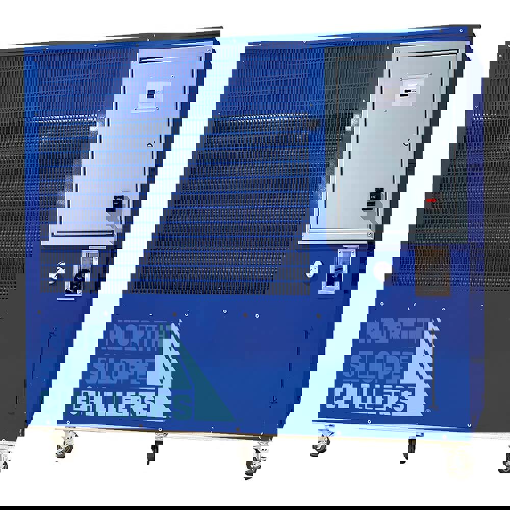 North Slope Chillers Freeze 10 - Ton Industrial Chiller 120,000 BTU's per Hour Freeze, North Slope Chillers' standard industrial chiller, is an absolute workhorse. Equipped with a hermetically sealed compressor, a non-ferrous piping system, a plastic res